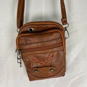 Eilse Soft Leather Crossbody Purse Handbag Wallet Brown